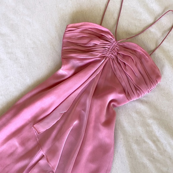 Vintage 90s pink fairy chiffon hi low asymmetrical prom dress gown - Picture 7 of 7